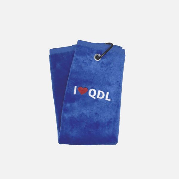 I Love QDL Premium Golf Towels with Hook