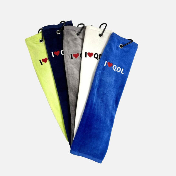 I Love QDL Premium Golf Towels with Hook